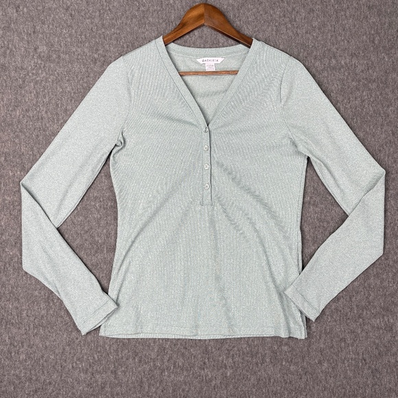 Athleta Uptempo Ribbed Henley Top Size M Minimalistic Grey #981737 Long Sleeve - Picture 1 of 13